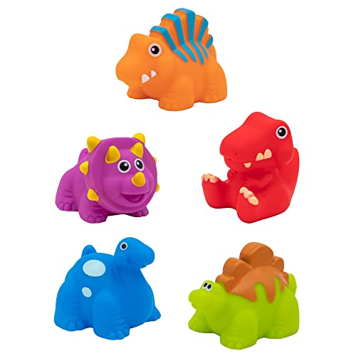 Idena 40617 - Badespielzeug-Set für Kinder, 5-teiliges Wasserspielzeug mit Spritztier Dinosauriern in strahlenden Farben von Idena
