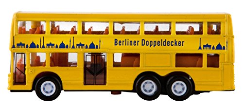 Idena 4229634 - Modellbus Berliner Doppeldecker, mit Freilauf, ca. 13 x 10 x 4 cm, gelb, als Spielzeug, typisches Souvenir oder beliebtes Sammlerstück von Idena