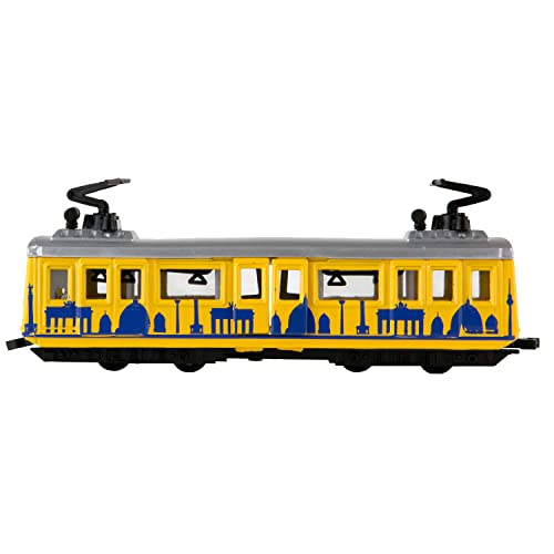 Idena 4259526 - Modell Berliner Straßenbahn, mit Rückzugmotor, ca. 13,5 x 19 x 5 cm, als Spielzeug, typisches Souvenir oder beliebtes Sammlerstück von Idena