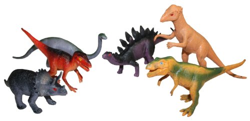 Idena 4320102 - Spielfigurenset mit 6 Dinosauriern, aus Kunststoff, jeweils ca. 15 cm groß, Spielspaß für die Badewanne, den Sandkasten, im Kindergarten und Kinderzimmer von Idena