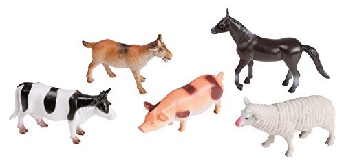Idena 4329903 - Spielfigurenset mit 5 Farmtieren, aus Kunststoff, jeweils ca. 10 cm groß, Spielspaß für die Badewanne, den Sandkasten, im Kindergarten und Kinderzimmer von Idena