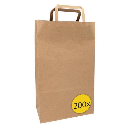 Idena 50064-200 - Papiertüten mit Henkel, 200 Stück, 32 x 16 x 45 cm, Geschenktüten aus Kraftpapier von Idena