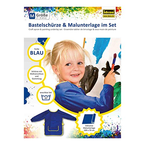 Idena 60001 - Bastelschürze für Kinder von 7 bis 8 Jahren mit langen Ärmeln und Klettverschluss, in Blau, inklusive Malunterlage, ideal zum Malen, Basteln, Kochen und Matschen Idena 60001 - Bastelschürze für Kinder von 7 bis 8 Jahren mit langen Ärmeln und Klettverschluss, in Blau, inklusive Malunterlage, ideal zum Malen, Basteln, Kochen und Matschen von Idena
