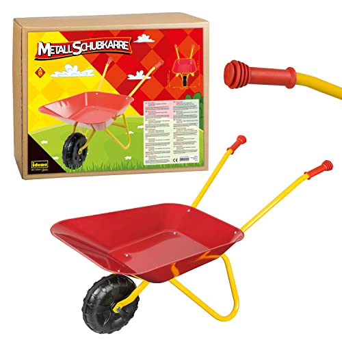 Idena 7131707 - Metallschubkarre für Kinder ab 6 Jahren in rot gelb, ca. 78 x 40 x 38 cm groß, ideal für Garten und Sandkasten von Idena