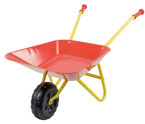 Idena 7131707 - Metallschubkarre für Kinder ab 6 Jahren in rot gelb, ca. 78 x 40 x 38 cm groß, ideal für Garten und Sandkasten von Idena