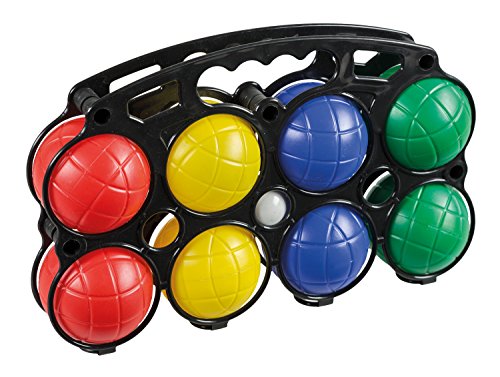 Idena 7400014 - Boccia Spiel mit 8 farbigen Kugeln und Zielkugel, aus Kunststoff und mit Wasser gefüllt, inklusive Tragekorb, ideal für Sommer, im Garten oder Park von Idena