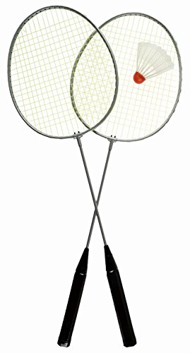 Idena 7408400 - Badminton Set Easy mit 2 Schlägern und einem Ball, Sportspiel für Kinder und Erwachsene, ideal im Sommer für Garten, Park oder Strand von Idena