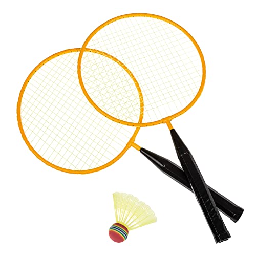 Idena 7408408 - Badminton Set Junior mit 2 Schlägern und einem Ball, Sportpiel für Kinder und Erwachsene, ideal im Sommer für Garten, Park oder Strand von Idena