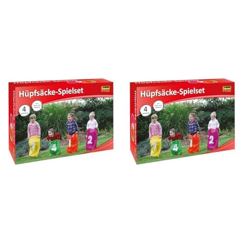 Idena 7408881 - Hüpfsäcke Spielset mit 4 Hüpfsäcken, inklusive Band für Start und Ziel, ideal für Partys und Sportfeste (Packung mit 2) von Idena