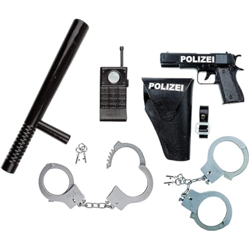 Idena 8040006 - Polizei- Set, Schlagstock, Handschellen und Walkie-Talkie, 3-teilig von Idena