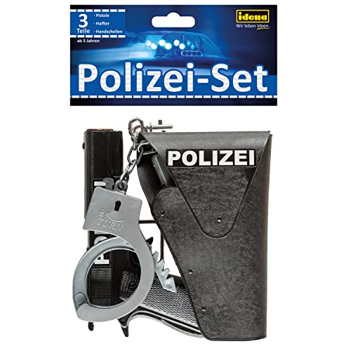 Idena 8040007 - Polizei Set, Pistole, Halfter und Handschellen, Spielset, Mottoparty, Karneval von Idena