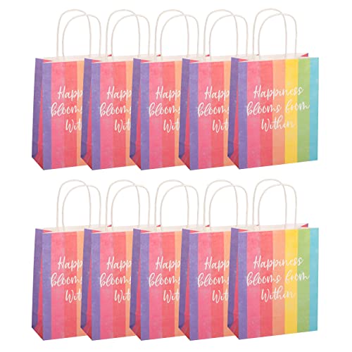 Idena 90057 - Geschenktasche Regenbogen, 10 Stück, Mitbringsel, Geschenktüte, Geburtstag von Idena