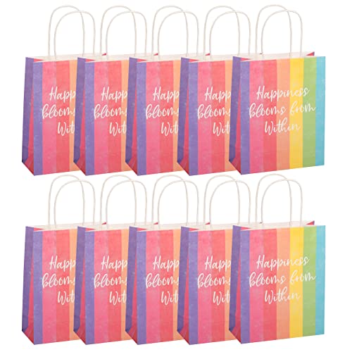 Idena 90058 - Geschenktasche Regenbogen, 10 Stück, Mitbringsel, Geschenktüte, Geburtstag von Idena