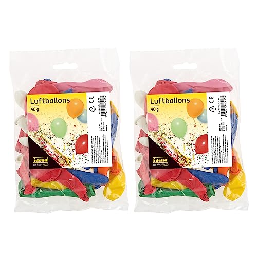 amscan Idena 90169 - Luftballons, 2 Packungen, bunt, 80 g, Dekoration für Geburtstage, Fasching, Einschulung von amscan