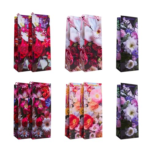Idena 90227 - Flaschentasche Classic Blumen, 10 Stück, Geschenktaschen in der Größe 12,5 x 35 x 9 cm, glänzende Papiertüten mit bunten Blumen Idena 90227 - Flaschentasche Classic Blumen, 10 Stück, Geschenktaschen in der Größe 12,5 x 35 x 9 cm, glänzende Papiertüten mit bunten Blumen von Idena