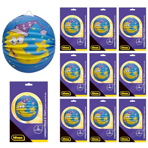 Idena 90285 - Lampion Mond & Stern, 10 Stück, ca. Ø 26 cm, Blaue Papierlaternen mit Sternenhimmelmotiv, Kinder Laterne für Sankt Martin und Lichterfest Idena 90285 - Lampion Mond & Stern, 10 Stück, ca. Ø 26 cm, Blaue Papierlaternen mit Sternenhimmelmotiv, Kinder Laterne für Sankt Martin und Lichterfest von Idena