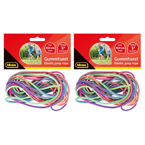 Idena 90390 - Gummitwist, 2 Stück, je 4,5 m langes Seil in Regenbogenfarben, Hüpfspiel für Kinder ab 5 Jahren Idena 90390 - Gummitwist, 2 Stück, je 4,5 m langes Seil in Regenbogenfarben, Hüpfspiel für Kinder ab 5 Jahren von Idena