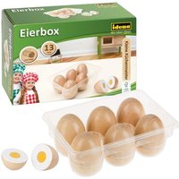 Idena Eierbox mit 6 Eiern aus Holz schneidbar von Idena
