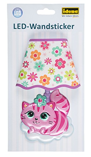 Idena 31258 - LED Wandsticker Lampe Katze, mit Lichtsensor, ca. 21 x 13 cm, ideal als Nachtlicht für das Kinderzimmer von Idena