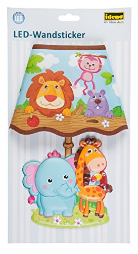 Idena 31253 - LED Wandsticker Lampe Wildtiere, mit Lichtsensor, ca. 31 x 18 cm, ideal als Nachtlicht im Kinderzimmer von Idena