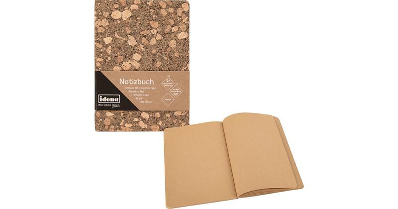 Notizbuch Kork, blanko, 192 Blatt, 20 x 14 cm braun von Idena