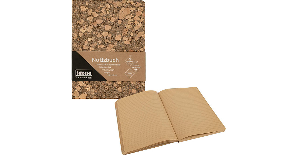 Notizbuch Kork, liniert, 192 Blatt, 20 x 14 cm braun-kombi Notizbuch Kork, liniert, 192 Blatt, 20 x 14 cm braun-kombi von Idena