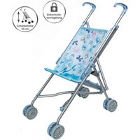 Idena Puppenbuggy zusammenklappbar blau 57x23x48cm Schiebehöhe 55cm von Idena
