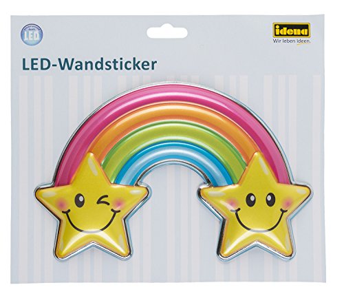 Idena 31256 - LED Wandsticker Lampe Regenbogen, mit Lichtsensor, ca. 22 x 13 cm, ideal als Nachtlicht für das Kinderzimmer von Idena