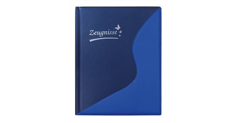 Ringbuch/Zeugnismappe A4 blau, wattiertes Cover, inkl. 12 Klarsichtfolien von Idena