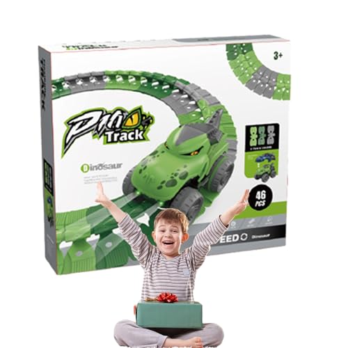 Dinosaurier-Rennwagen-Streckenspielzeug | -Autobahn-Spielset mit Dinosaurier-Haie-Thema - Dinosaurier-Rennbahn mit langlebiger Batterie für Kinder, Jungen und Mädchen Idezek von Idezek
