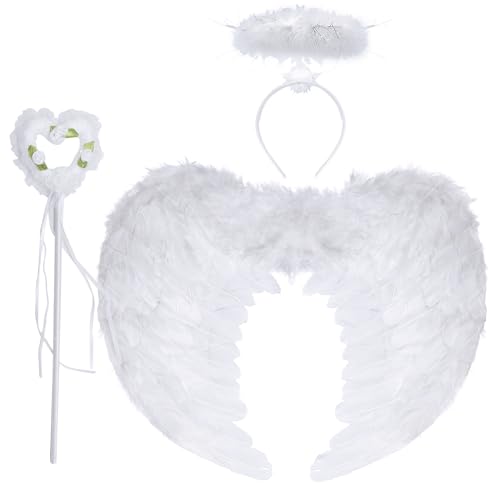 Idota Engel Flügel Weiß, Engelflügel mit Heiligenschein und Zauberstab, Engel Kostüm Damen, Engel Flügel Kostüm, Engelsflügel Deko, Karneval Kostüm Damen, Party Fasching Kostüme Deko Idota Engel Flügel Weiß, Engelflügel mit Heiligenschein und Zauberstab, Engel Kostüm Damen, Engel Flügel Kostüm, Engelsflügel Deko, Karneval Kostüm Damen, Party Fasching Kostüme Deko von Idota
