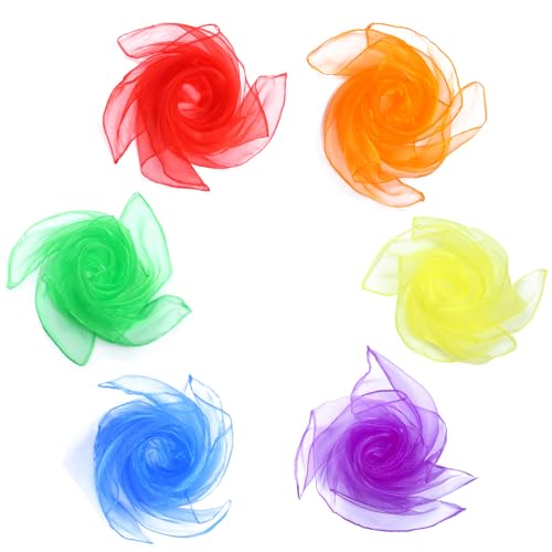Ieron 6 Stück sensorische Schals, Regenbogen-Bauchtanz-Jonglierschals, seidenähnlicher Stoff, quadratischer Schal für Babygymnastik, Rhythmus, Bewegung, Magie, 61 cm, helle Farbserie Ieron 6 Stück sensorische Schals, Regenbogen-Bauchtanz-Jonglierschals, seidenähnlicher Stoff, quadratischer Schal für Babygymnastik, Rhythmus, Bewegung, Magie, 61 cm, helle Farbserie von Ieron