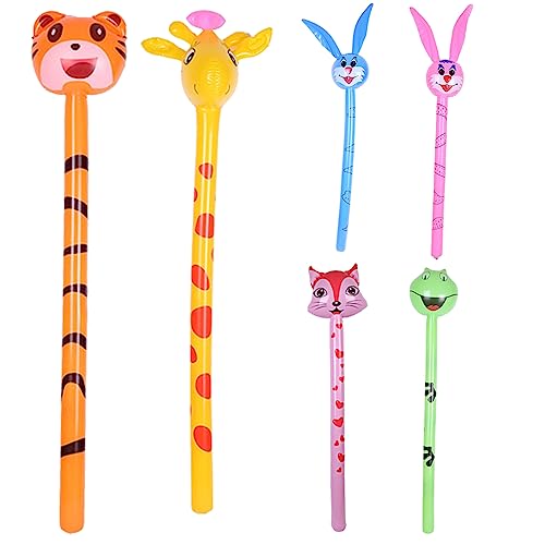 10pcs aufblasbare Tierballons PVC Kinder aufblasbare Tiere mit langem Stick Long Stick lustige Geburtstagsfeier Dekor Geschenke (zufällige Farbe und Stil) von Iewroyt