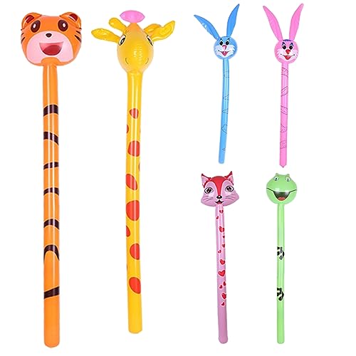 10pcs aufblasbare Tiere kleben mit Klang - Dschungeltierballons Stick Blow -Up -Spielzeug für Kinder Tierthema Geburtstagsparty Gefälligkeiten und Dekorationen (zufällige Farbe und Stil) von Iewroyt