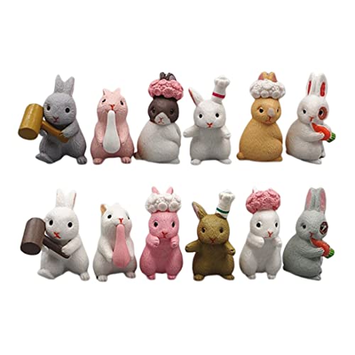 12pcs Kaninchenkuchen Toper Set Bunny Cupcake Topper Miniatur Hasenkranz Puppe Mikro Landschaft Ornamente von Iewroyt
