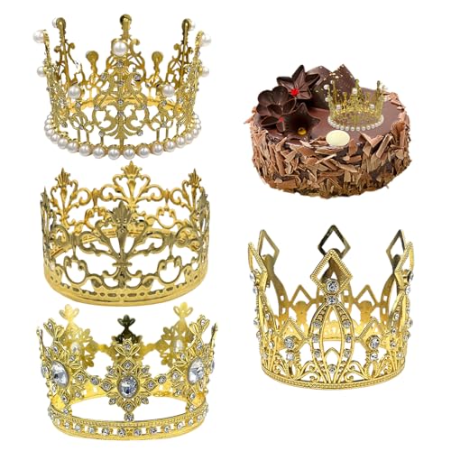 4pcs Cake Topper Gold Crown Crown Alloy Cake Topper für Hochzeit Geburtstag Baby Personalisierte Dekoration von Iewroyt