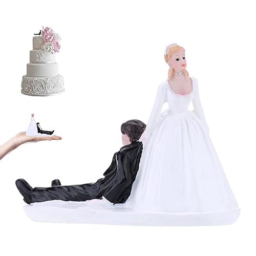 Braut und Bräutigam -Kuchen -Top -Harz Synthetisches Harz Lustige künstliche Hochzeitstorte Topper Süßes Cartoon Lifelike Simulation Dekorative Figurine von Iewroyt