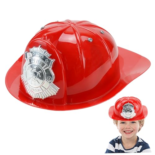 Iewroyt Feuerwehrmannhüte für Kinder Simulation Verstellbarer Halloween -Feuerwehrmann Hut mit Abzeichen Feuerwehrhelm für Cosplay -Kostümparty von Iewroyt