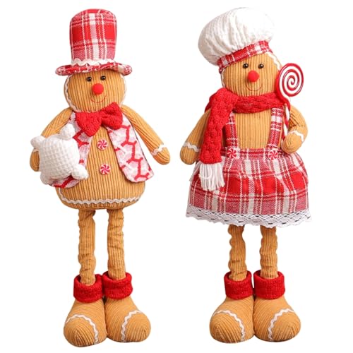 Iewroyt Lebkuchenplüsch mit dehnbarem Bein 2 PCS Männlich und weibliches Lebkuchen -Dekor mit Kleidung auf entzückende Weihnachtsdekoration für Zuhause, Party, Party Iewroyt Lebkuchenplüsch mit dehnbarem Bein 2 PCS Männlich und weibliches Lebkuchen -Dekor mit Kleidung auf entzückende Weihnachtsdekoration für Zuhause, Party, Party von Iewroyt
