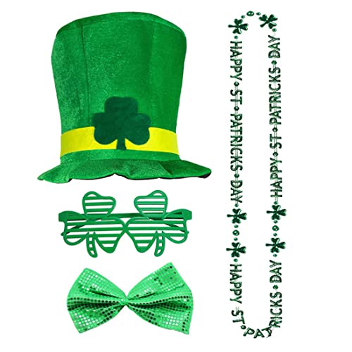 Iewroyt St. Patrick's Day Kostüm Accessoire Shamrock Hat Halskette Fliege Brille für irische Party 4pcs Iewroyt St. Patrick's Day Kostüm Accessoire Shamrock Hat Halskette Fliege Brille für irische Party 4pcs von Iewroyt