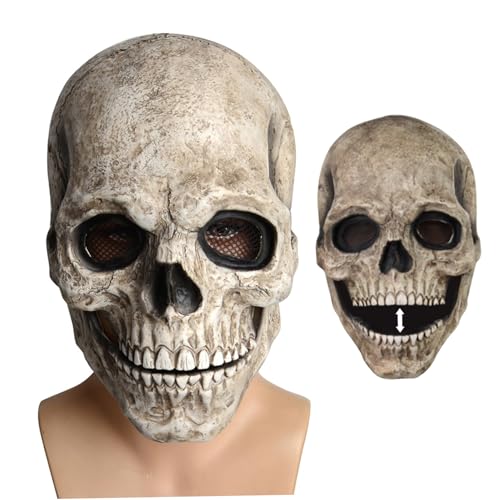 Scary Halloween Gesichtsabdeckung für mehr als 8 Jahre alte Halloween -Schädel -Schädel -Gesichtsabdeckung mit beweglicher Kiefer Volles gruseliges Skelett gruselige Masque Kopfbedeckung für Cosplay Scary Halloween Gesichtsabdeckung für mehr als 8 Jahre alte Halloween -Schädel -Schädel -Gesichtsabdeckung mit beweglicher Kiefer Volles gruseliges Skelett gruselige Masque Kopfbedeckung für Cosplay von Iewroyt