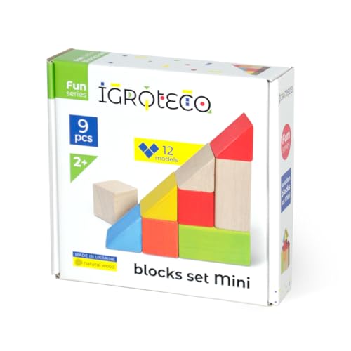 IGROTECO® Mini Holzblock Set Für Kinder Ab 3 Jahren Hilft Logisches Denken Koordination Verständnis Von Farbe Und Form Zu Verbessern. 9-TLG Holzspielzeug Fühlt Sich Angenehm An von Igroteco