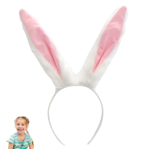 IhLux Bunny Ear Haarband, Plüsch Hase Ohren Haarbänder, Osterhase Ohren Weiß Rosa Fliege Schwanz Set Weihnachten Cosplay, Party Dekoration Flauschiger Kopfschmuck Mädchen Erwachsene von IhLux