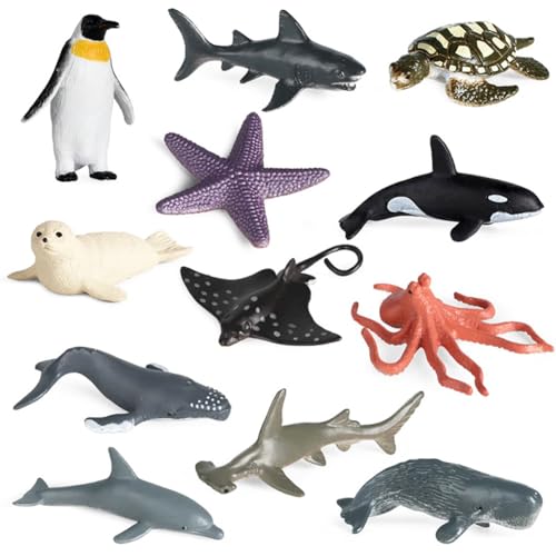 IhLux Meerestiere Spielzeug Meer Tier Badespielzeug Figuren Tiere Kuchen Topper Lernspielzeug Mini Tierfiguren Ozean Fisch Hai Wal Oktopus Geburtstag Geschenk für Kinder von IhLux