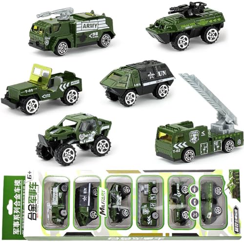 IhLux Mini Auto Spielzeug 6 Stück, Car Spielzeugauto Set, Spielzeugautos Militär Fahrzeuge, Spielzeug Fahrzeuge für Kinder, für 3 4 5 6 Jahre alt Jungen Mädchen Kinder -C von IhLux