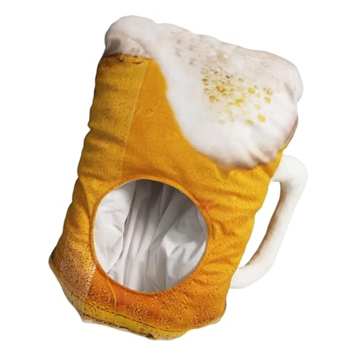 Ihdjasg Bierkrug Kopfbedeckung,Bierkrug Partyhut | Bequeme Cosplay Kopfbedeckung Für Auftritte Fotografie Partys Themenevents Bühne Kneipe Halloween Oktoberfest Maskerade von Ihdjasg