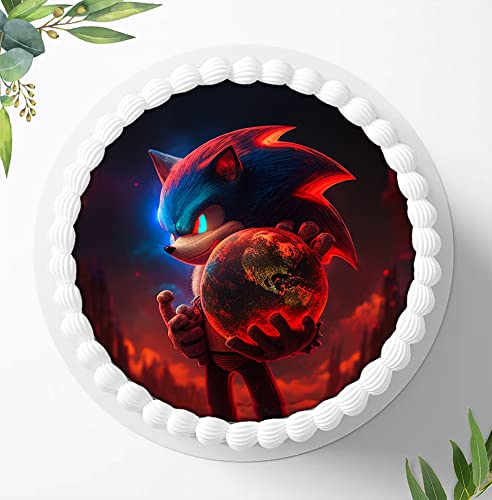 Für die Geburtstags Torte, Zuckerbild kompatibel mit: SONIC Tortenbild, Essbares Foto für Torten, Fondant, Tortenaufleger Ø 20cm, 1065z von Ihr Onlineshop Digital-on 24