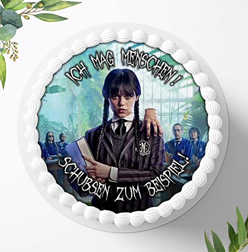 Für die Geburtstags Torte, Zuckerbild kompatibel mit: Wednesday Tortenbild, Essbares Foto für Torten, Fondant, Tortenaufleger Ø 20cm, 1005Z von Ihr Onlineshop Digital-on 24