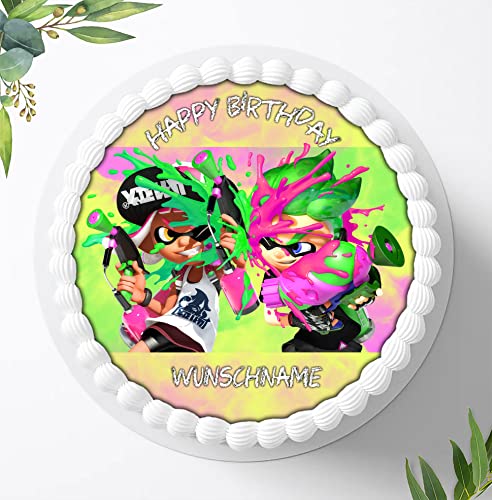 Für die Geburtstags Torte, Zuckerbild kompatibel mit: Splatoon Tortenbild Personalisiert, Essbares Foto für Torten, Fondant, Tortenaufleger Ø 20cm, 0974z Für die Geburtstags Torte, Zuckerbild kompatibel mit: Splatoon Tortenbild Personalisiert, Essbares Foto für Torten, Fondant, Tortenaufleger Ø 20cm, 0974z von Ihr Onlineshop Digital-on 24