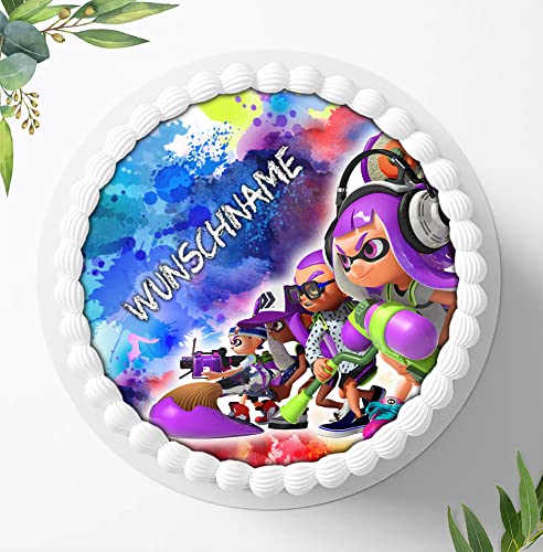 Für die Geburtstags Torte, Zuckerbild kompatibel mit: Splatoon Tortenbild Personalisiert, Essbares Foto für Torten, Fondant, Tortenaufleger Ø 20cm, 0977z Für die Geburtstags Torte, Zuckerbild kompatibel mit: Splatoon Tortenbild Personalisiert, Essbares Foto für Torten, Fondant, Tortenaufleger Ø 20cm, 0977z von Ihr Onlineshop Digital-on 24